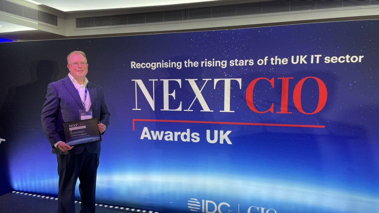 Chris Hodgson, Director of IT & Digital at Stoke on Trent College, receiving award.